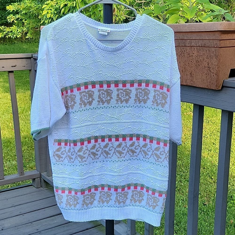 Vintage Act III short sleeve granny sweater size L